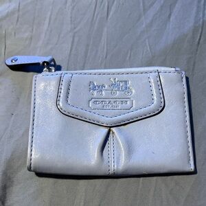 Coach Sky Blue Gray Leather Pouch
